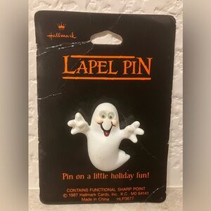 HALLMARK 1987 Halloween PIN Googly Eyes GHOST W/ Big Smile Holiday Lapel Pin-NOC